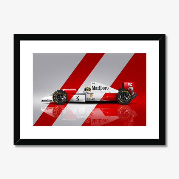 Ayrton Senna's Mclaren F1 Car framed mockup