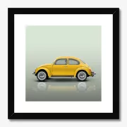 2003 VW Beetle art print Yellow