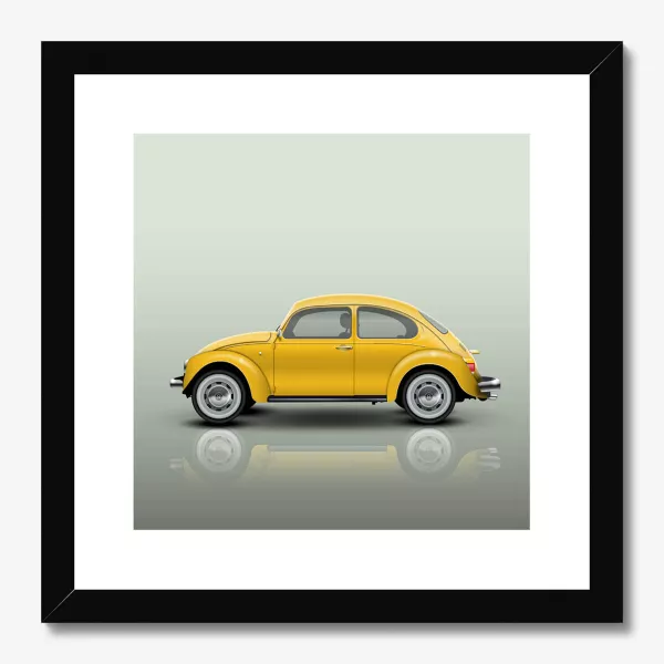 2003 VW Beetle art print Yellow