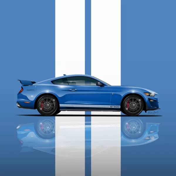 Ford Shelby Mustang GT500 Poster Print (Blue)