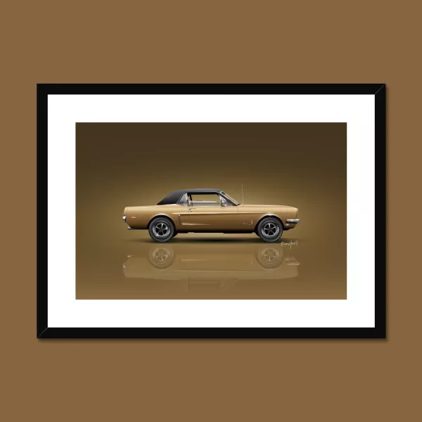 1968 Ford Mustang Poster Print- Gold