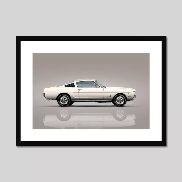 1966 Ford Mustang Fastback art print (white)