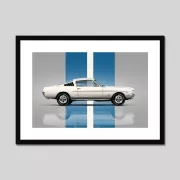 1966 Ford Mustang Fastback art print (white with stripes)