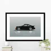 Porsche Turbo Art print (Black on grey)